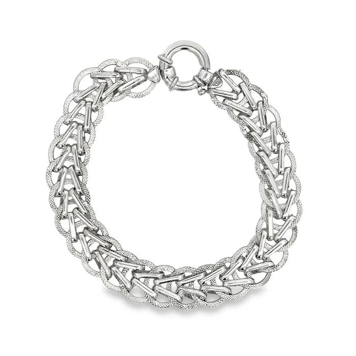 women's woven bracelet -Estate 7.5” Fancy Link Bracelet in Sterling Silver