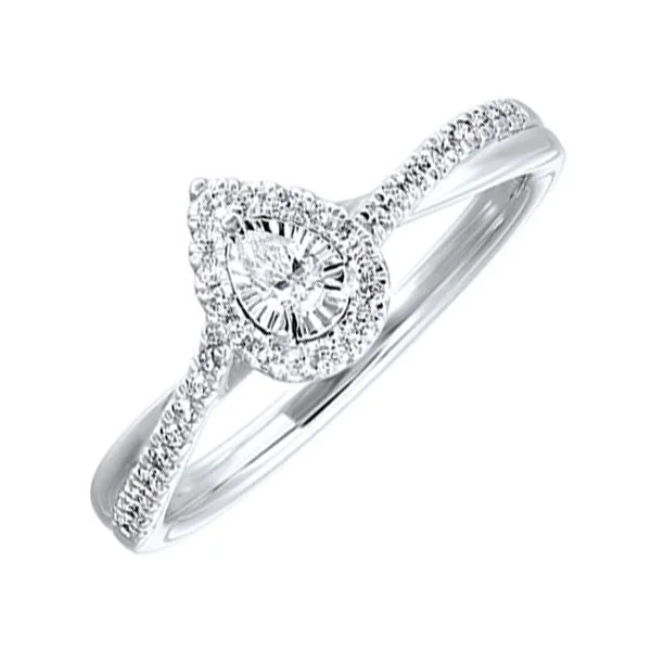 classic engagement rings -14KT WHITE GOLD DIAMOND(1/4CTW) RING