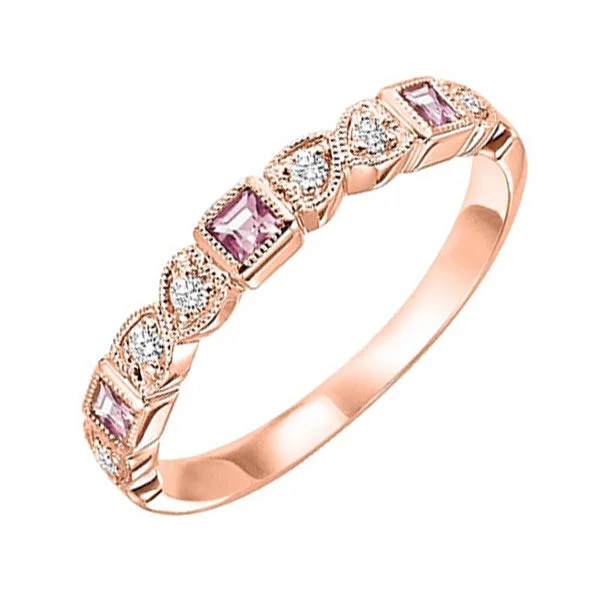 timeless engagement rings -14KT ROSE GOLD DIAMOND (1/10 CTW) & SYN ALEXANDRITE (1/6 CTW) RING