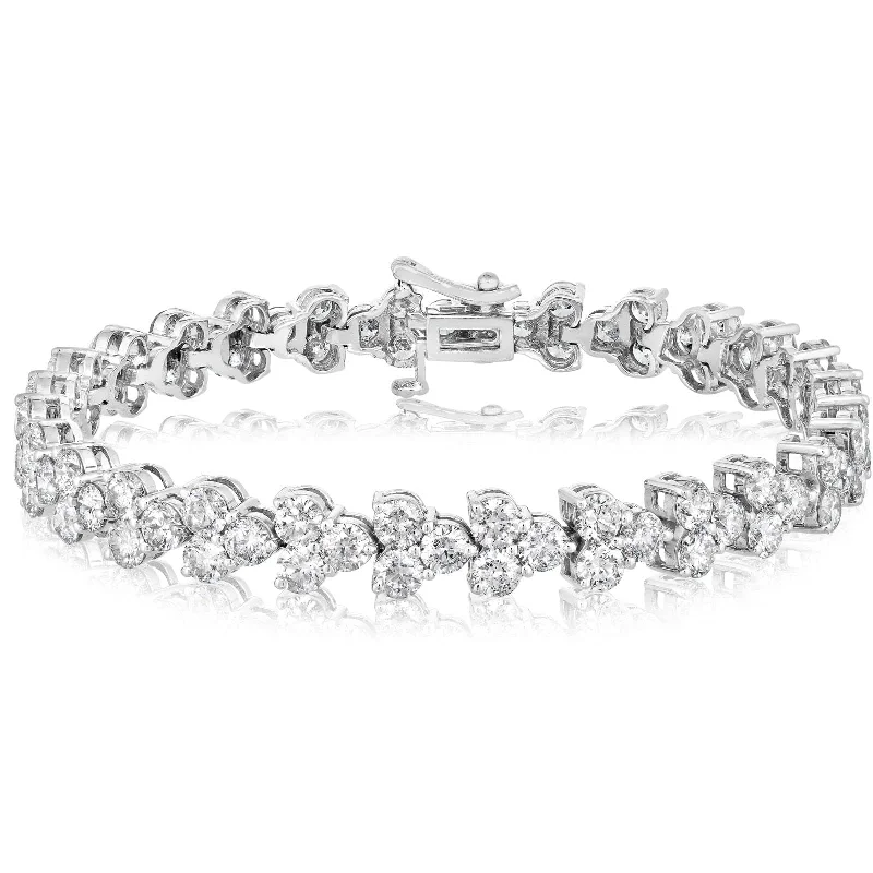 women's silver bangle -11.80 Carat Diamond Trio Cluster Bracelet