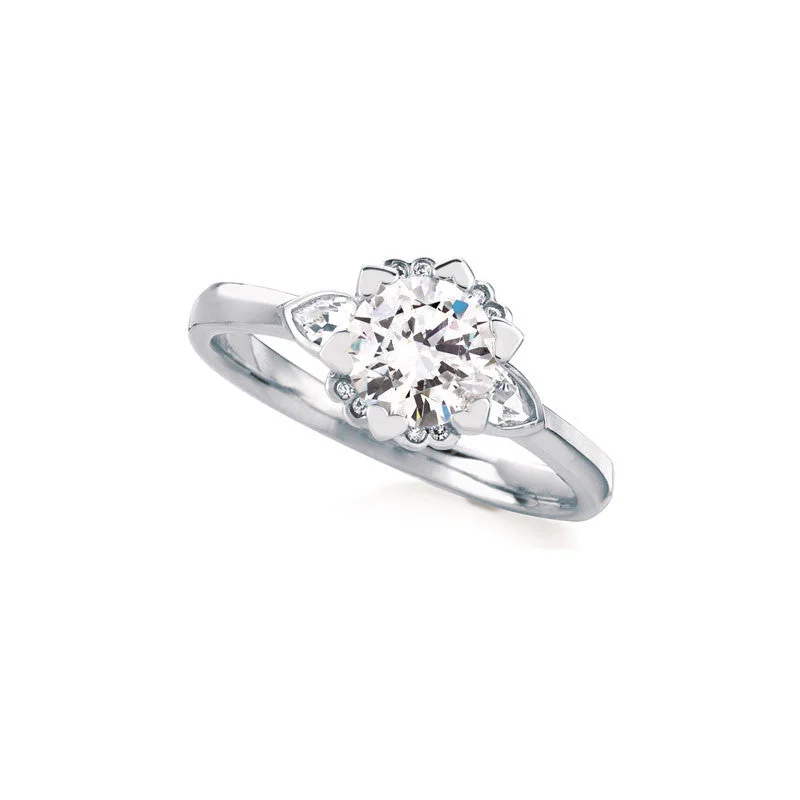 romantic engagement rings -Iris Round Brilliant Diamond Enagement Ring