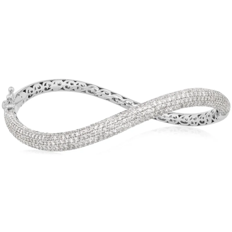 women's braided bracelet -Curved Pave Diamond Bangle Bracelet