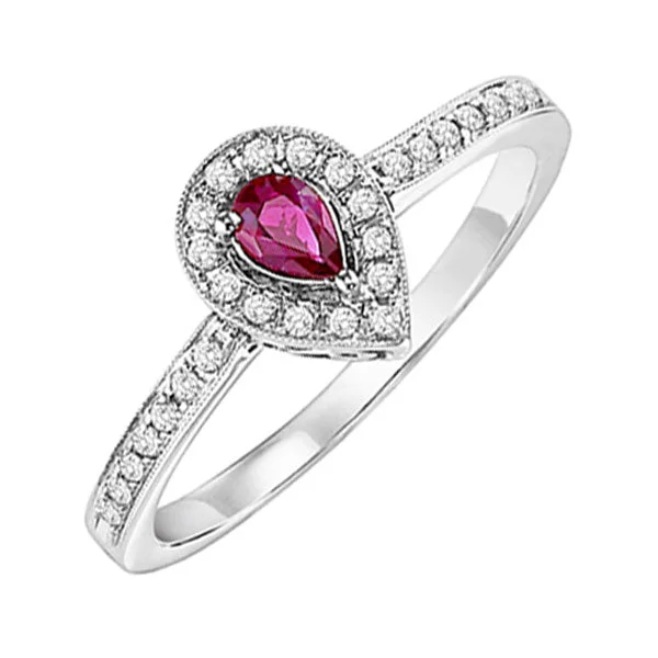 twist engagement rings -14KT WHITE GOLD DIAMOND (1/6CTW) & RUBY (1/6 CTW) RING