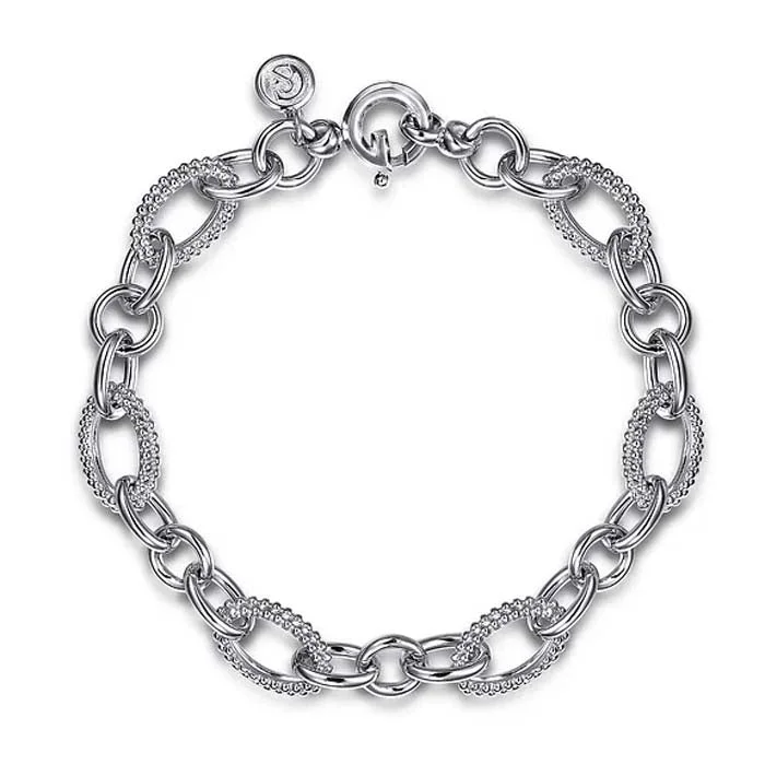 women's layered bracelet -Gabriel & Co Bujukan Link Chain Bracelet in Sterling Silver