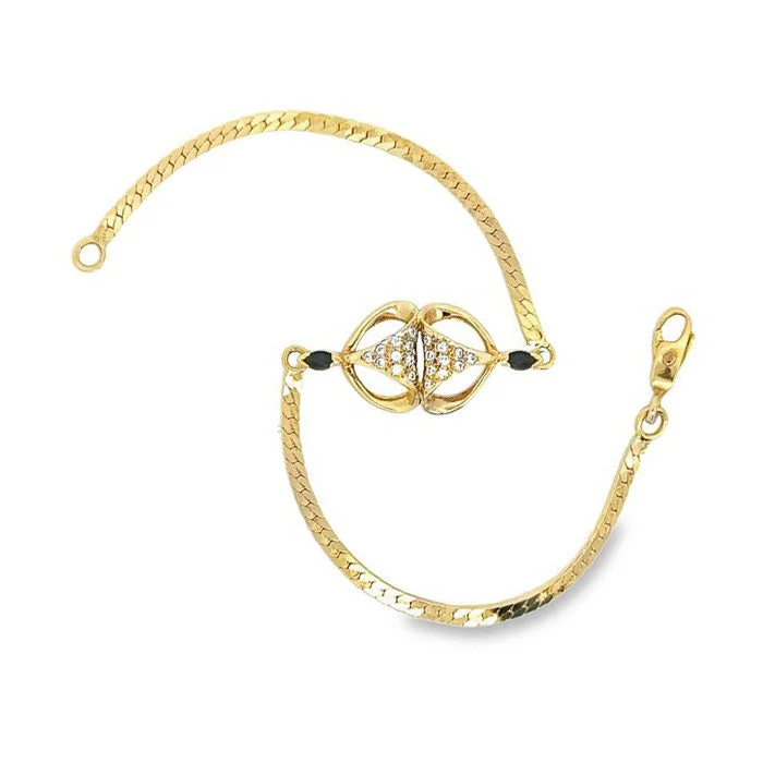 women's leather bracelet -Estate Sapphire and Diamond Bracelet in 14K Yellow Gold