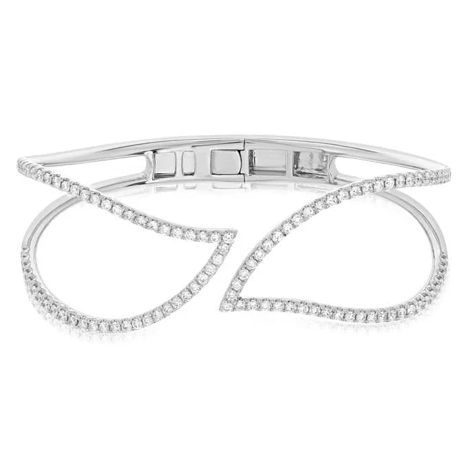 women's leaf bracelet -Diamond Cuff Bypass Bracelet