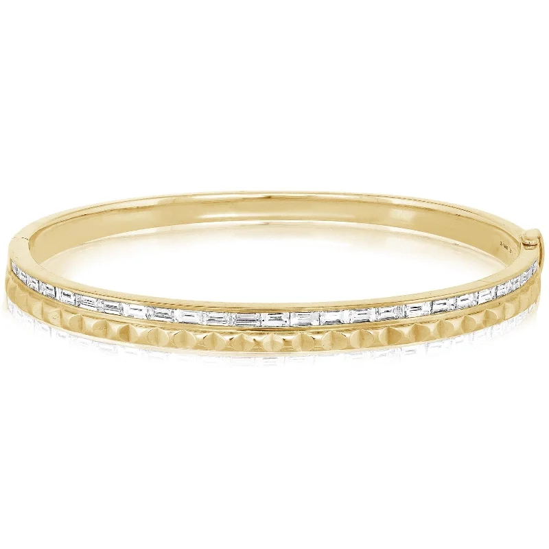 women's small cuff bracelet -Baguette Diamond Fashion Bangle Bracelet